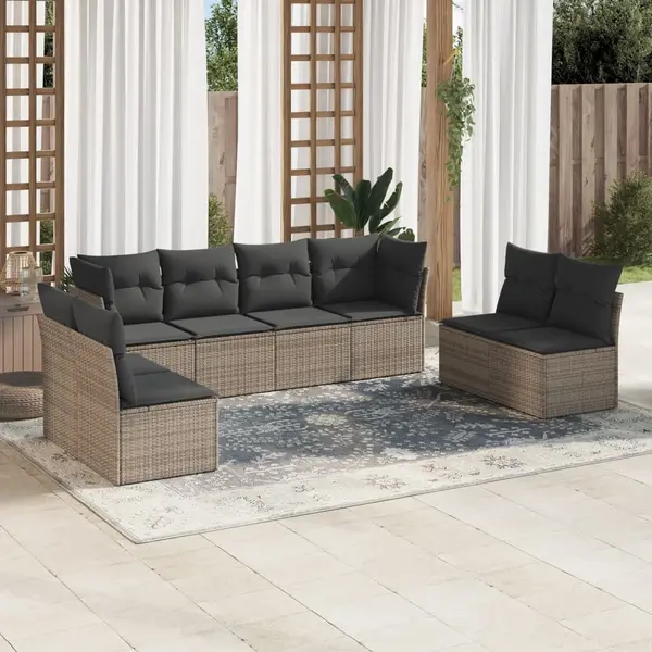 Gossi set canapele de gradina cu perne, 8 piese, gri, poliratan