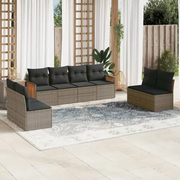 Gossi set canapele de gradina cu perne, 8 piese, gri, poliratan