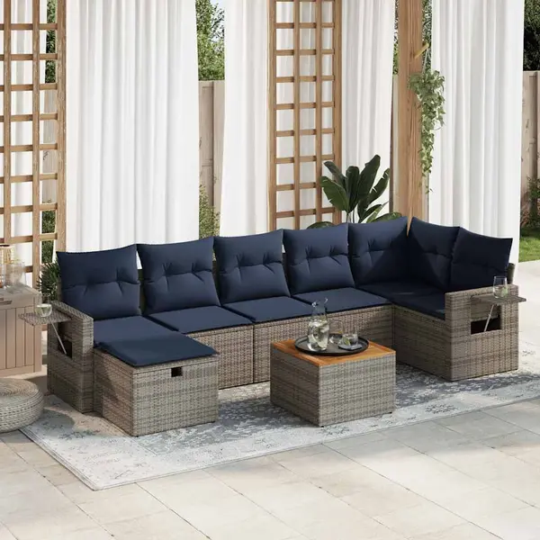 Gossi set canapele de gradina cu perne, 8 piese, gri, poliratan