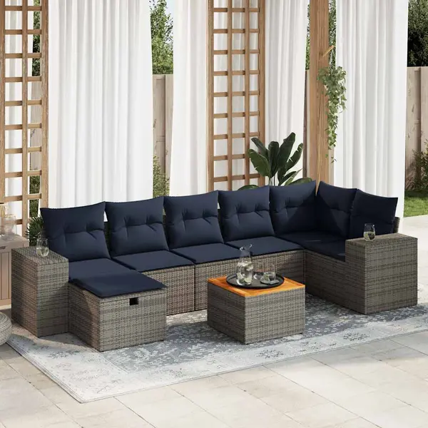 Gossi set canapele de gradina cu perne, 8 piese, gri, poliratan