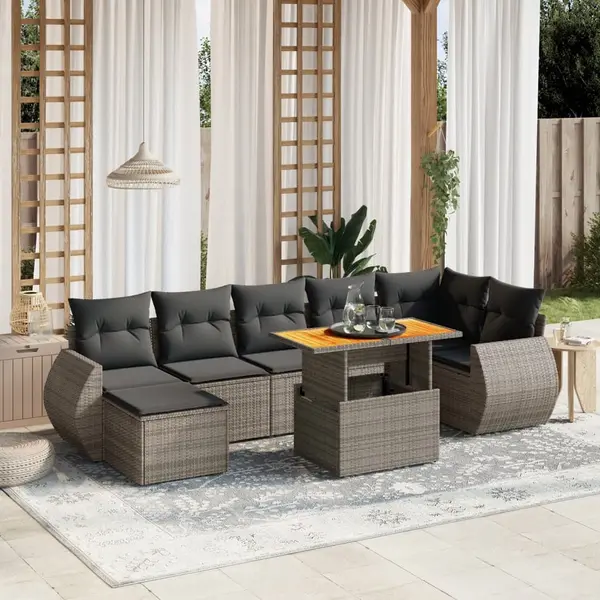 Gossi set canapele de gradina cu perne, 8 piese, gri, poliratan