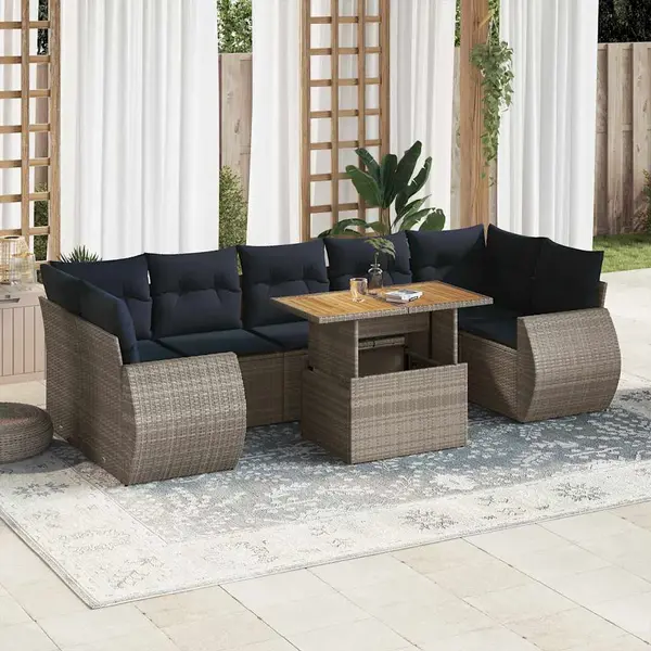 Gossi set canapele de gradina cu perne, 8 piese, gri, poliratan
