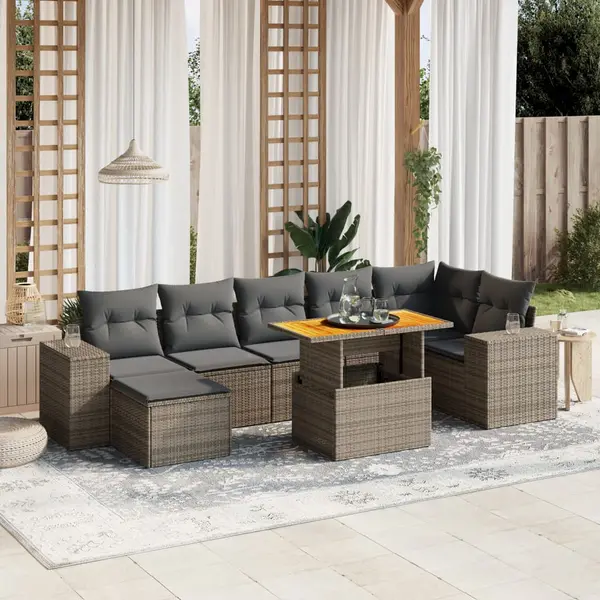 Gossi set canapele de gradina cu perne, 8 piese, gri, poliratan