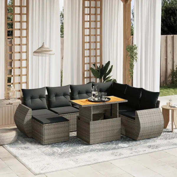Gossi set canapele de gradina cu perne, 8 piese, gri, poliratan