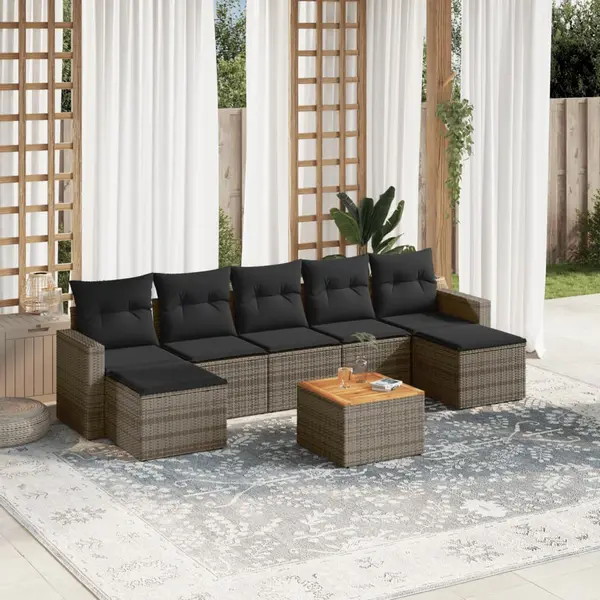 Gossi set canapele de gradina cu perne, 8 piese, gri, poliratan