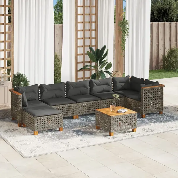 Gossi set canapele de gradina cu perne, 8 piese, gri, poliratan