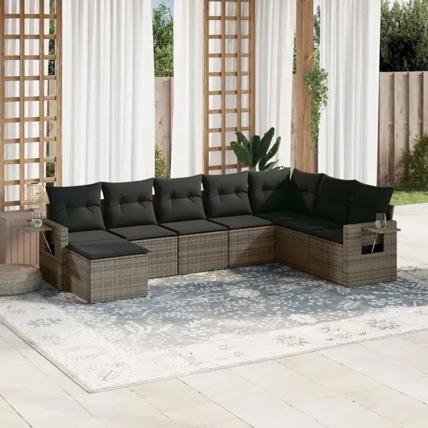 Gossi set canapele de gradina cu perne, 8 piese, gri, poliratan