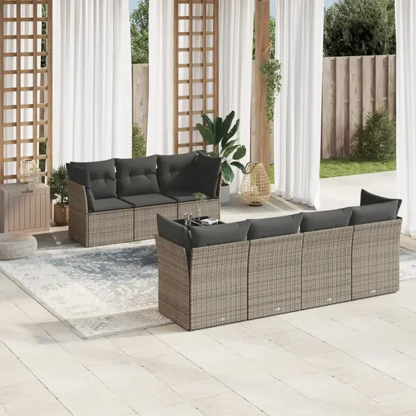 Gossi set canapele de gradina cu perne, 8 piese, gri, poliratan