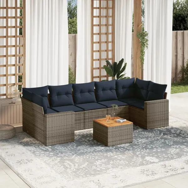 Gossi set canapele de gradina cu perne, 8 piese, gri, poliratan