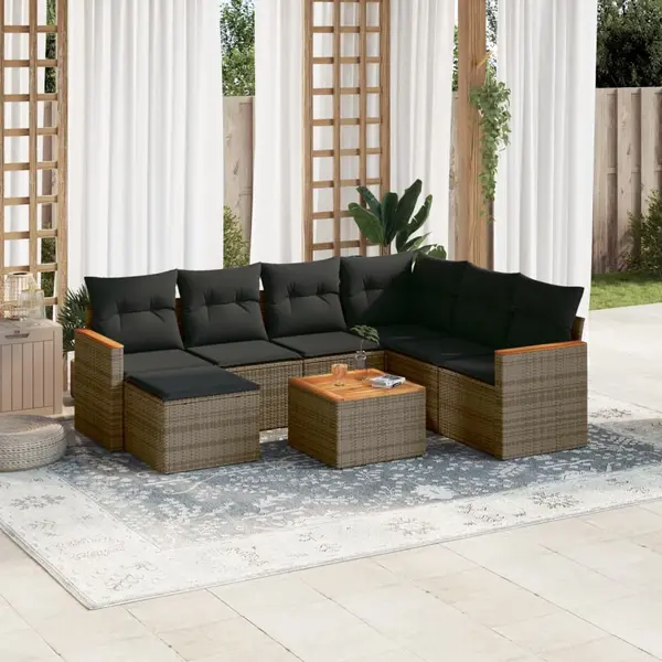 Gossi set canapele de gradina cu perne, 8 piese, gri, poliratan