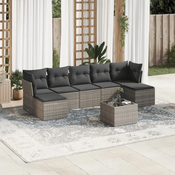 Gossi set canapele de gradina cu perne, 8 piese, gri, poliratan