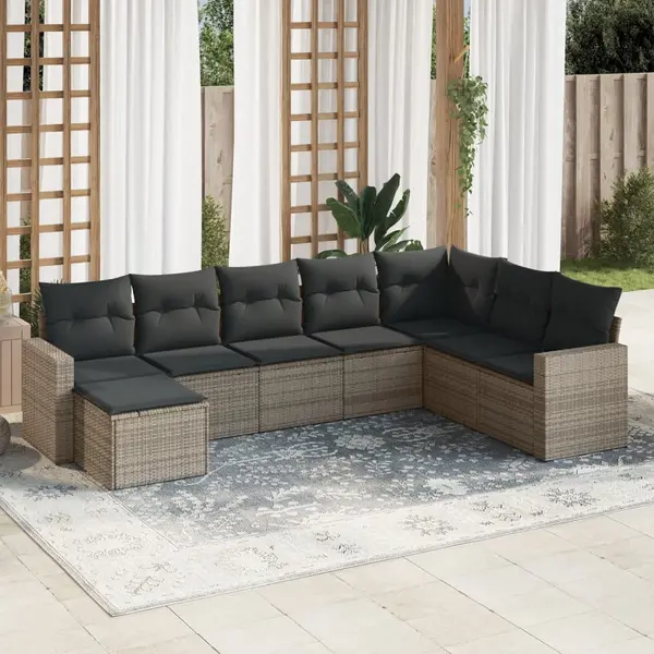 Gossi set canapele de gradina cu perne, 8 piese, gri, poliratan