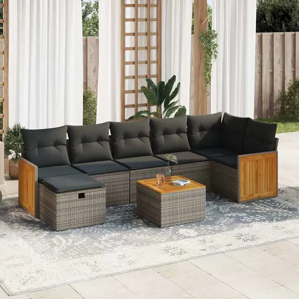 Gossi set canapele de gradina cu perne, 8 piese, gri, poliratan