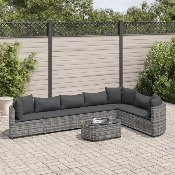 Gossi set canapele de gradina cu perne, 8 piese, gri, poliratan
