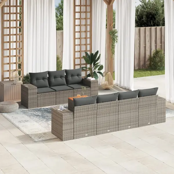 Gossi set canapele de gradina cu perne, 8 piese, gri, poliratan