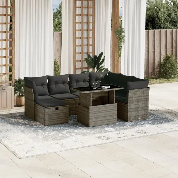 Gossi set canapele de gradina cu perne, 8 piese, gri, poliratan