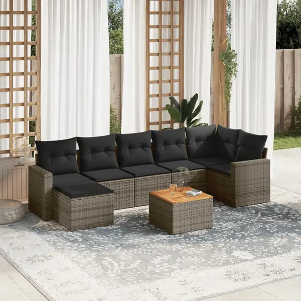 Gossi set canapele de gradina cu perne, 8 piese, gri, poliratan