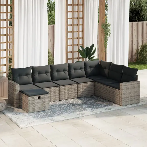 Gossi set canapele de gradina cu perne, 8 piese, gri, poliratan