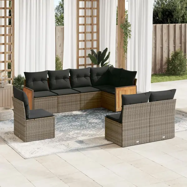 Gossi set canapele de gradina cu perne, 8 piese, gri, poliratan