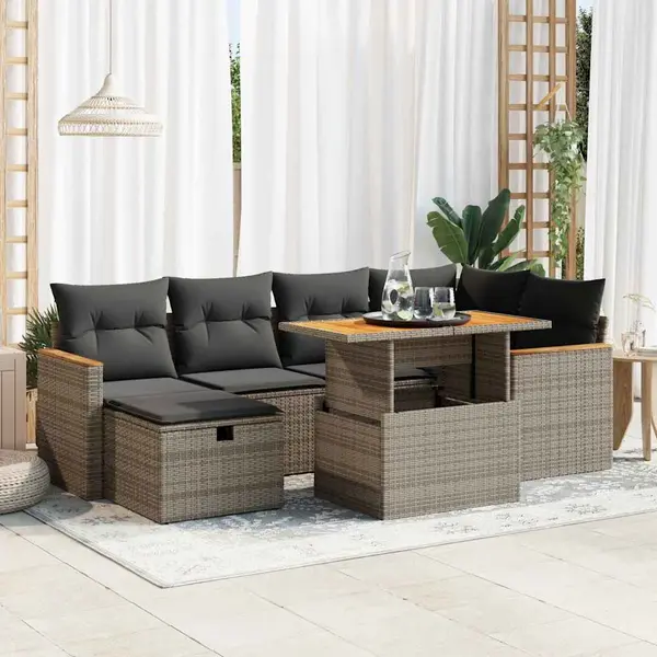 Gossi set canapele de gradina cu perne, 8 piese, gri, poliratan
