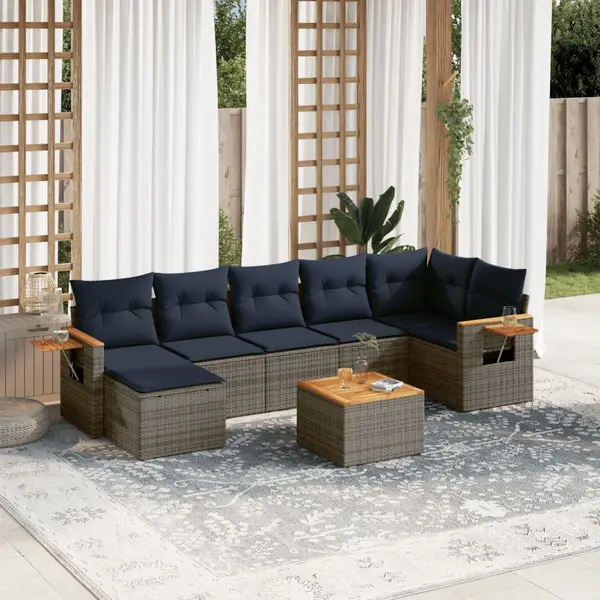 Gossi set canapele de gradina cu perne, 8 piese, gri, poliratan