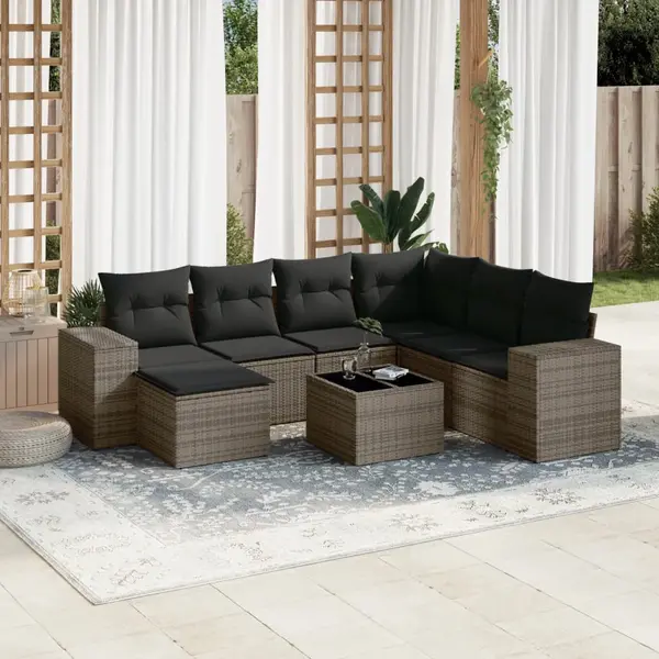Gossi set canapele de gradina cu perne, 8 piese, gri, poliratan