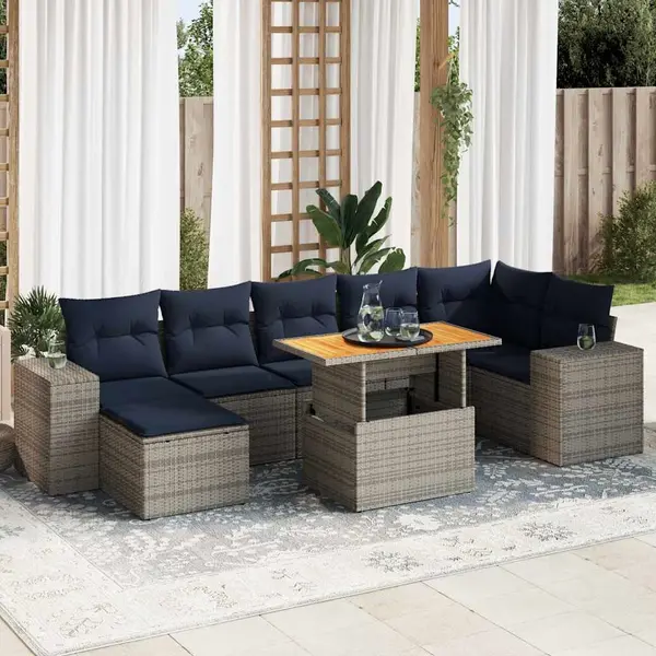 Gossi set canapele de gradina cu perne, 8 piese, gri, poliratan