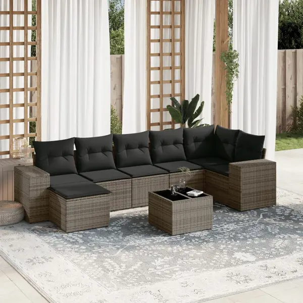 Gossi set canapele de gradina cu perne, 8 piese, gri, poliratan