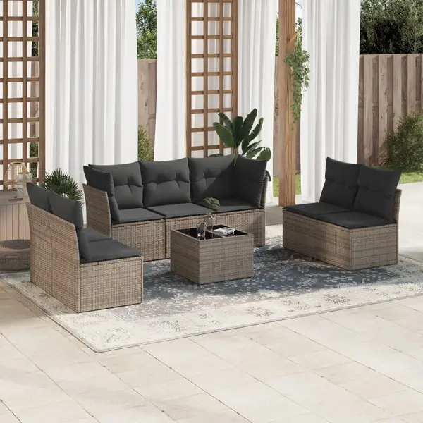 Gossi set canapele de gradina cu perne, 8 piese, gri, poliratan