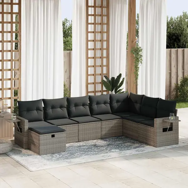 Gossi set canapele de gradina cu perne, 8 piese, gri, poliratan