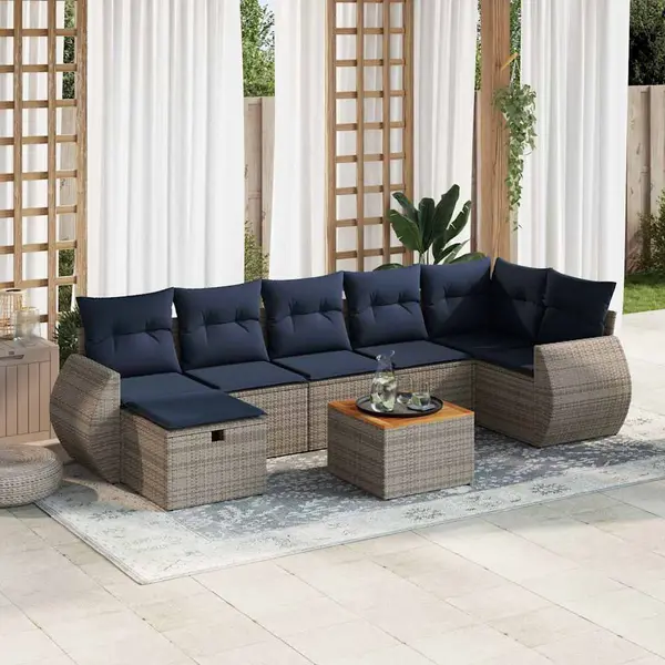 Gossi set canapele de gradina cu perne, 8 piese, gri, poliratan