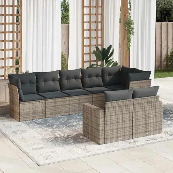 Gossi set canapele de gradina cu perne, 8 piese, gri, poliratan