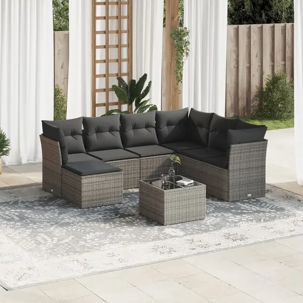 Gossi set canapele de gradina cu perne, 8 piese, gri, poliratan