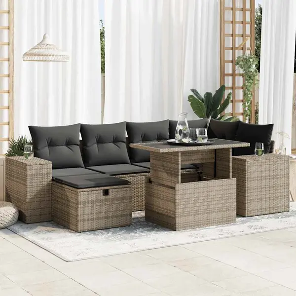 Gossi set canapele de gradina cu perne, 8 piese, gri, poliratan