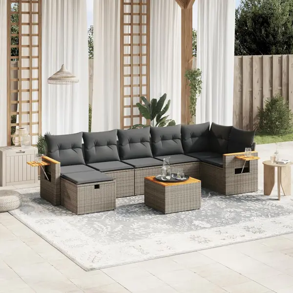 Gossi set canapele de gradina cu perne, 8 piese, gri, poliratan