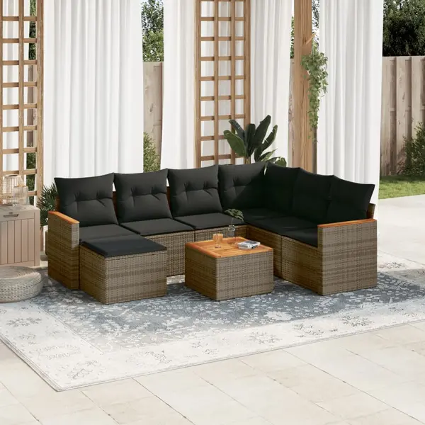 Gossi set canapele de gradina cu perne, 8 piese, gri, poliratan