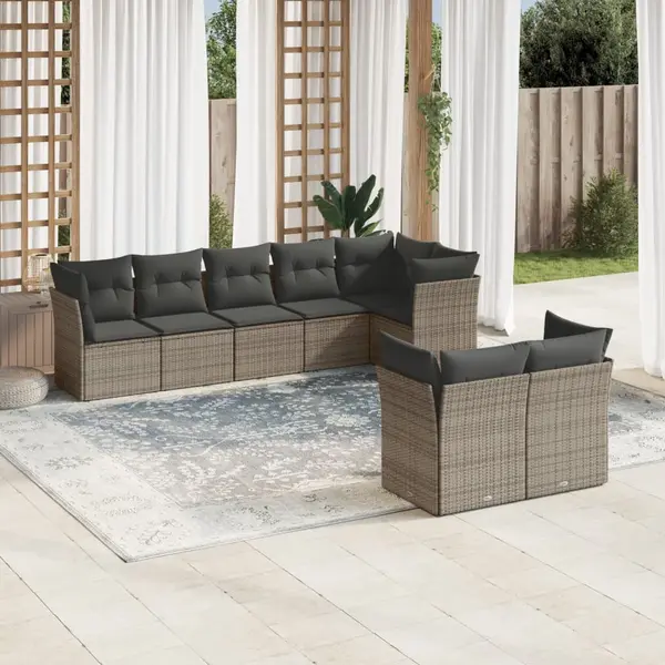 Gossi set canapele de gradina cu perne, 8 piese, gri, poliratan