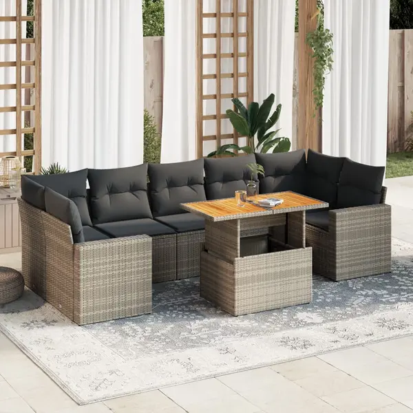 Gossi set canapele de gradina cu perne, 8 piese, gri, poliratan