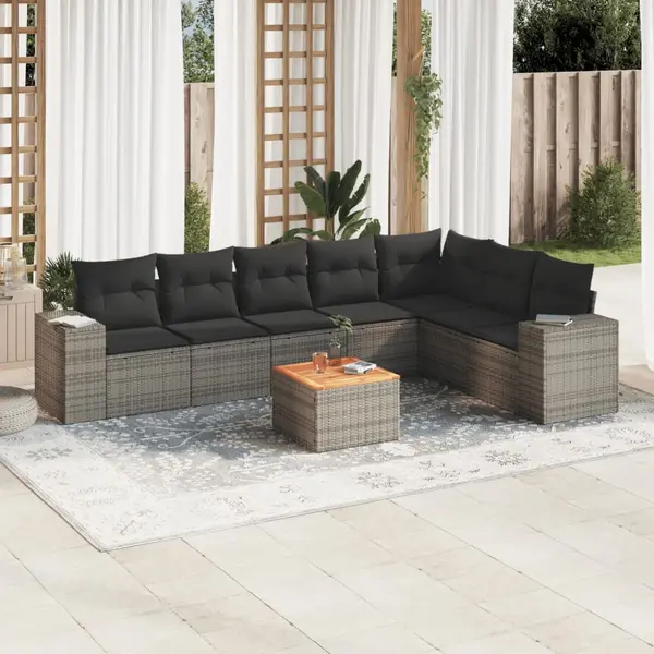 Gossi set canapele de gradina cu perne, 8 piese, gri, poliratan