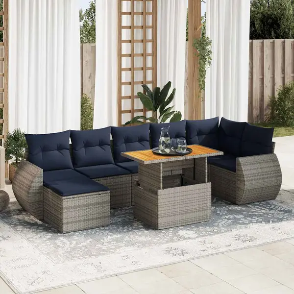 Gossi set canapele de gradina cu perne, 8 piese, gri, poliratan