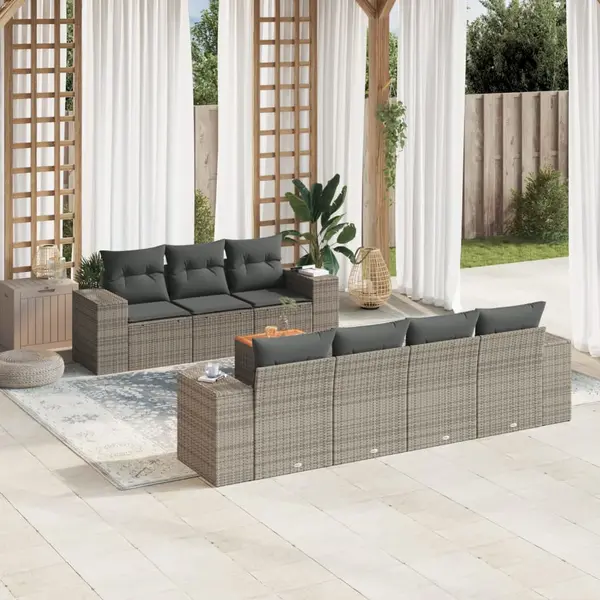 Gossi set canapele de gradina cu perne, 8 piese, gri, poliratan