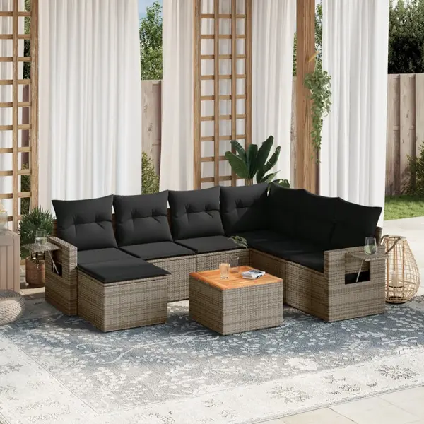 Gossi set canapele de gradina cu perne, 8 piese, gri, poliratan