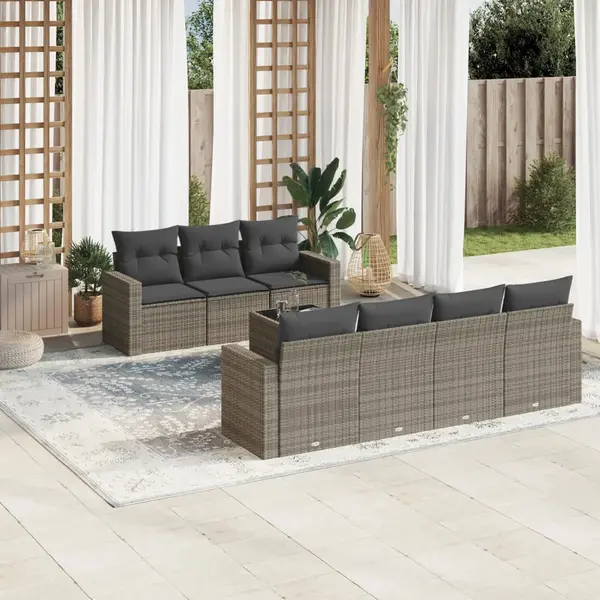 Gossi set canapele de gradina cu perne, 8 piese, gri, poliratan