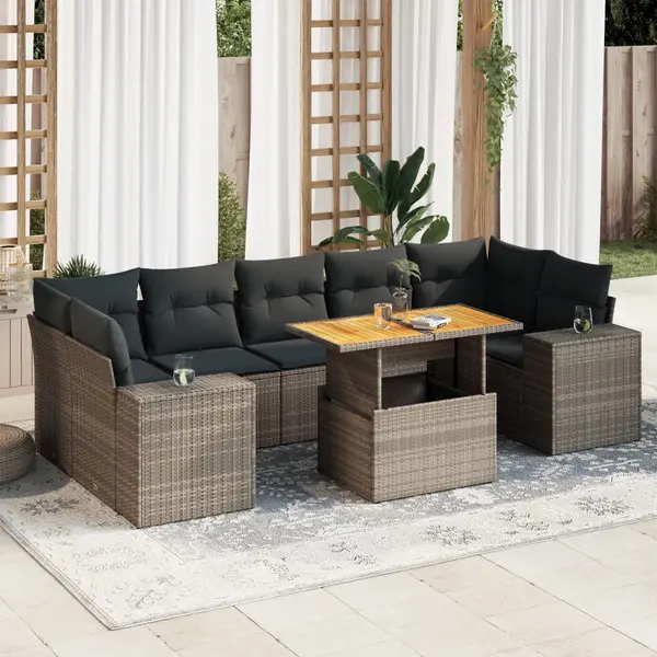 Gossi set canapele de gradina cu perne, 8 piese, gri, poliratan