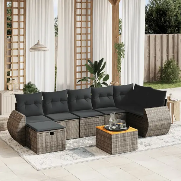 Gossi set canapele de gradina cu perne, 8 piese, gri, poliratan