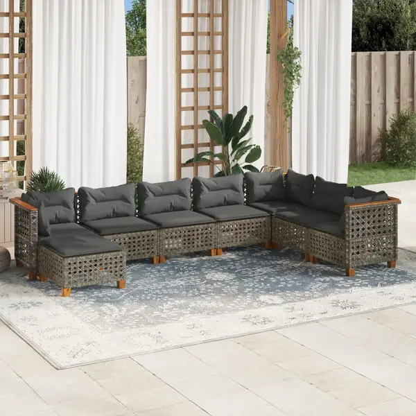 Gossi set canapele de gradina cu perne, 8 piese, gri, poliratan