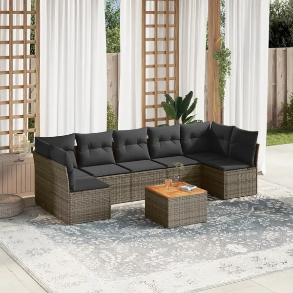 Gossi set canapele de gradina cu perne, 8 piese, gri, poliratan