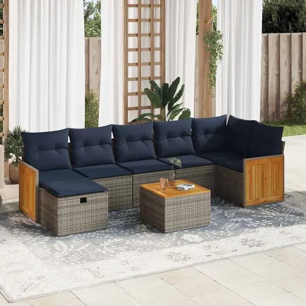 Gossi set canapele de gradina cu perne, 8 piese, gri, poliratan