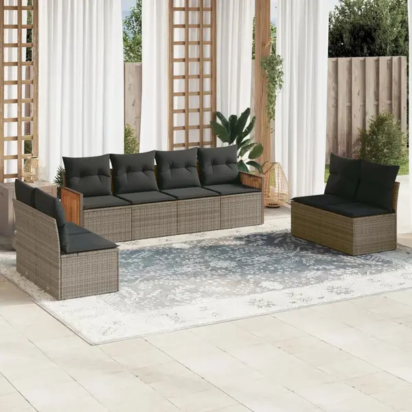 Gossi set canapele de gradina cu perne, 8 piese, gri, poliratan