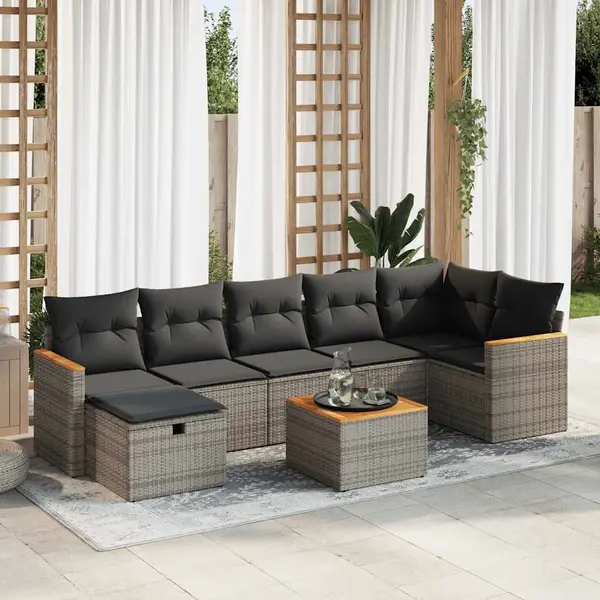 Gossi set canapele de gradina cu perne, 8 piese, gri, poliratan
